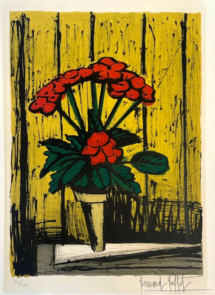 Litografía Buffet - Le pot de bégonias 