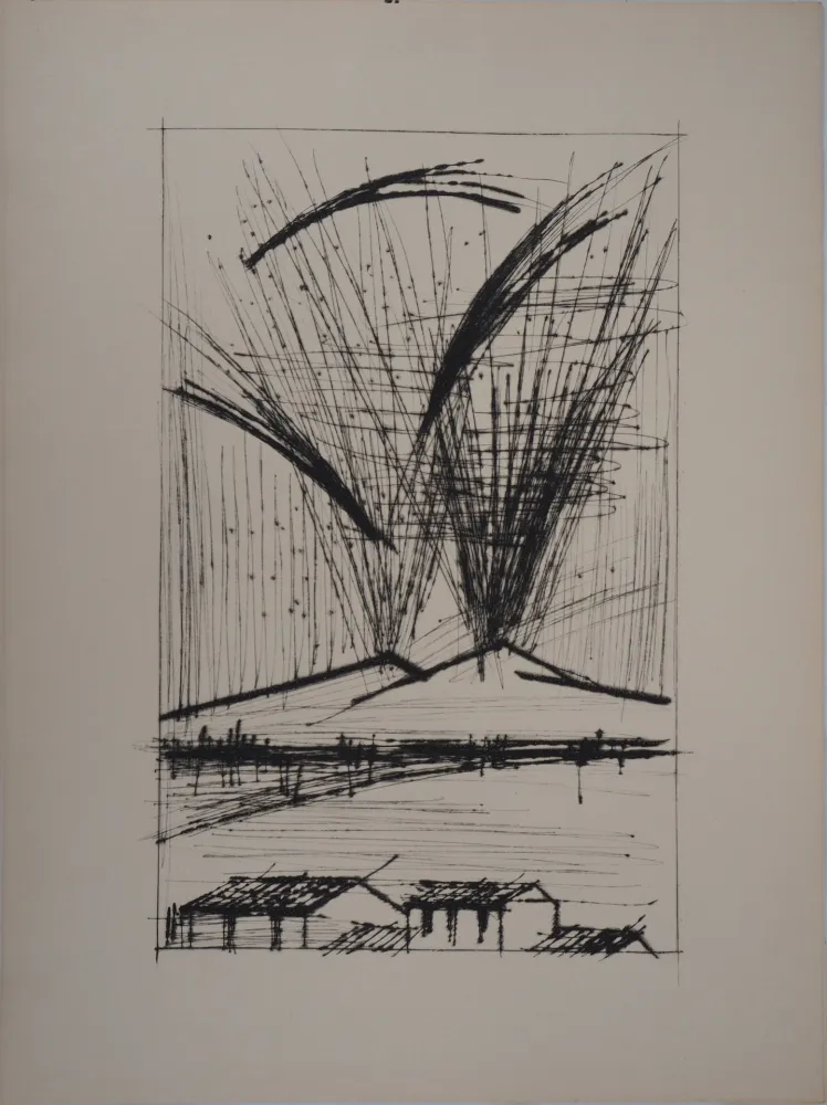 Grabado Buffet - L'éruption du Vésuve