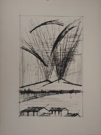 Grabado Buffet - L'éruption du Vésuve