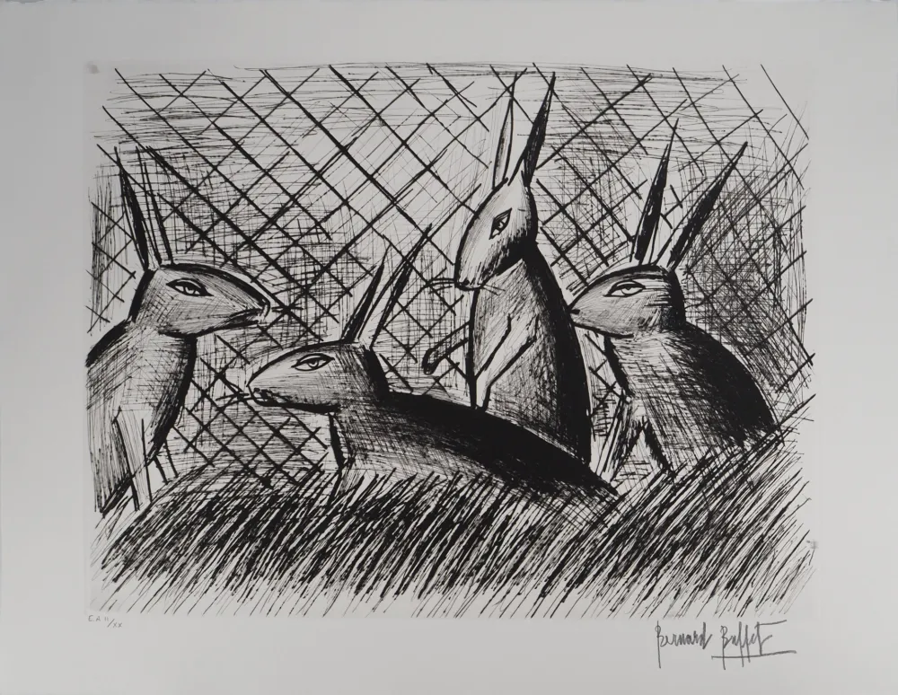 Grabado Buffet - Les lapins