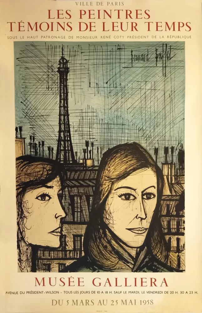 Litografía Buffet - Musée Galliera - 1958
