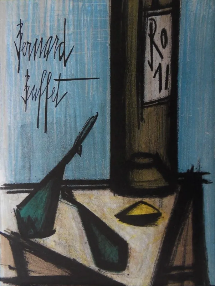 Litografía Buffet - Nature morte à la bouteille