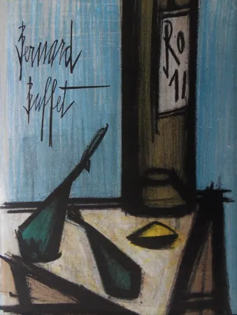Litografía Buffet - Nature morte à la bouteille