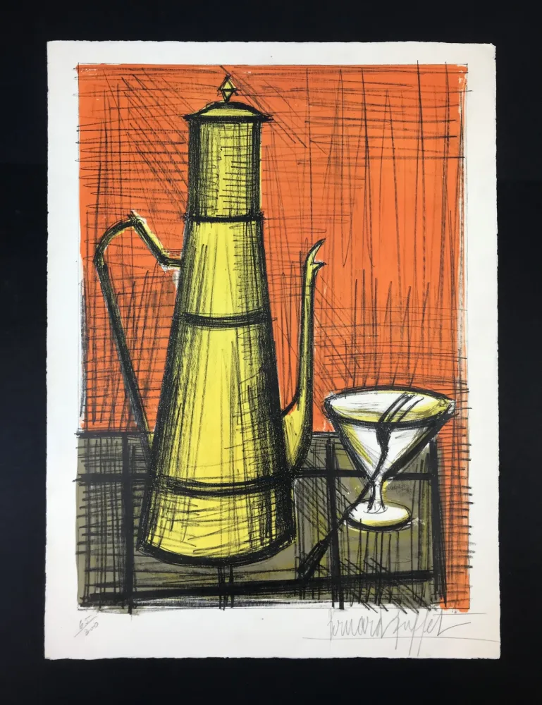 Litografía Buffet - NATURE MORTE A LA CAFETIERE