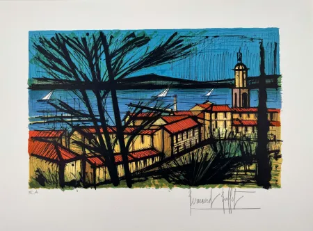 Litografía Buffet - Panorama de Saint-Tropez 