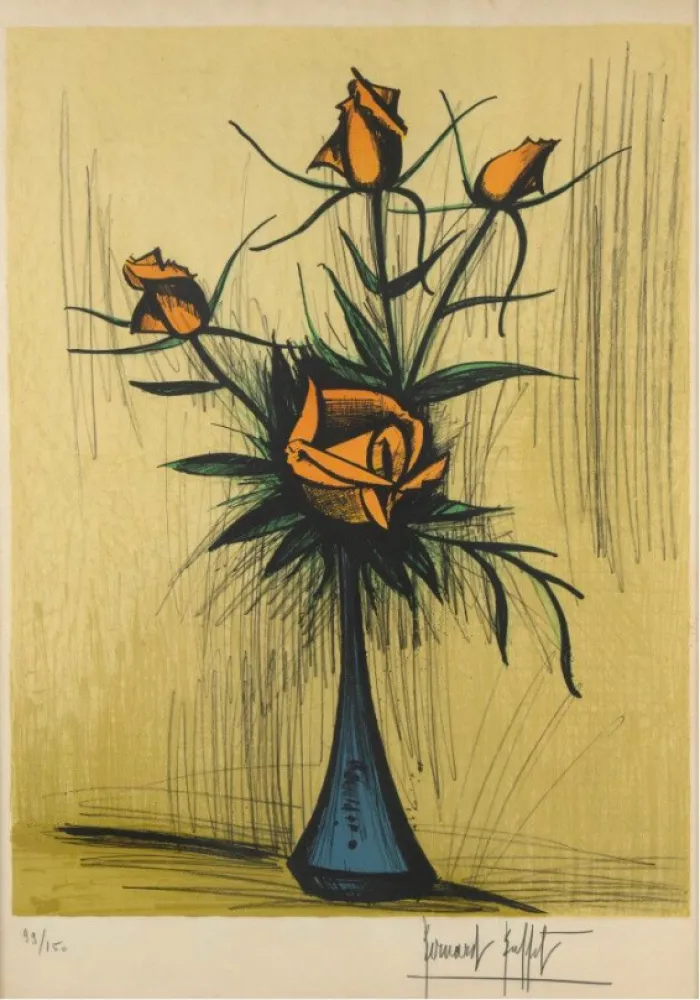 Sin Técnico Buffet - Roses dans un vase bleu. 1979. 