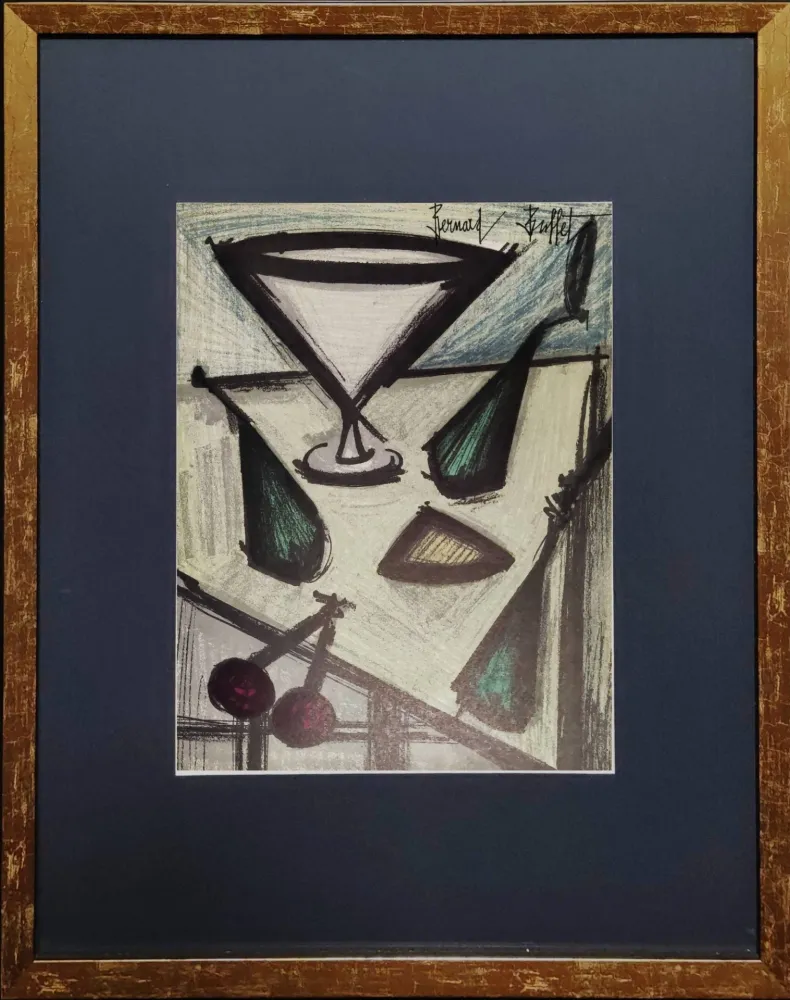 Litografía Buffet - Still Life with a Glass