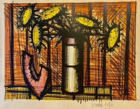 Litografía Buffet - Tournesols et melon, 1955