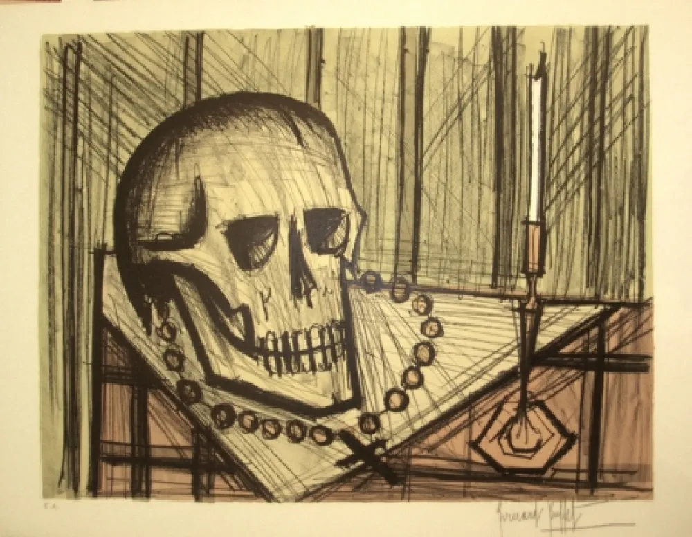 Litografía Buffet - Vanité au crâne