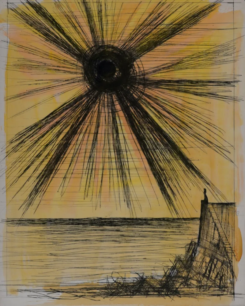 Grabado Buffet - Voyages fantastiques de Cyrano de Bergerac, 1958