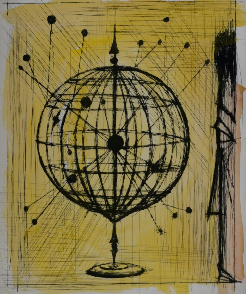 Grabado Buffet - Voyages fantastiques de Cyrano de Bergerac, 1958