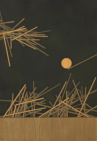 Grabado Bury - Deux groupes de barres vers la droite et un disque