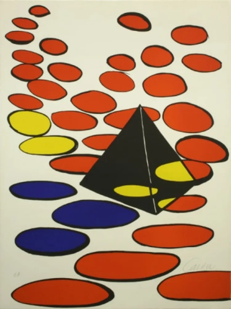 Litografía Calder - BLACK PYRAMID WITH CIRCLE 