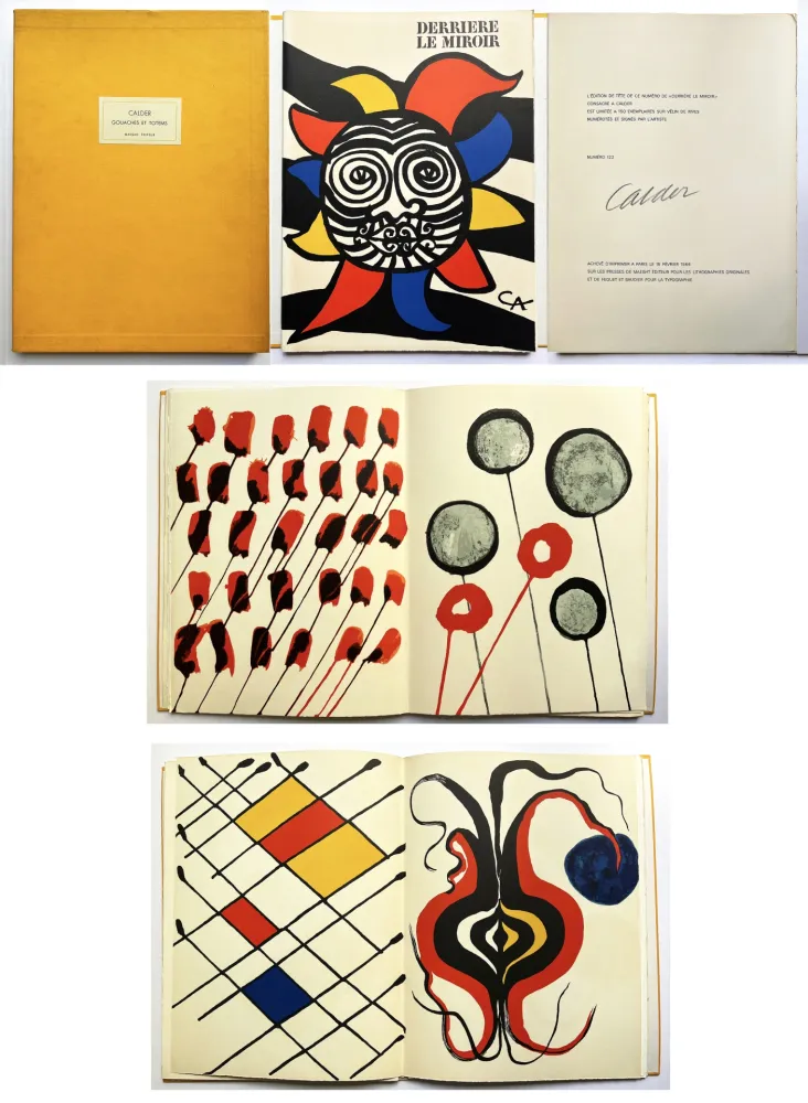Libro Ilustrado Calder - CALDER, oiseleur du fer. Derrière Le Miroir n° 156 Deluxe,signé. 9 lithographies (1966)