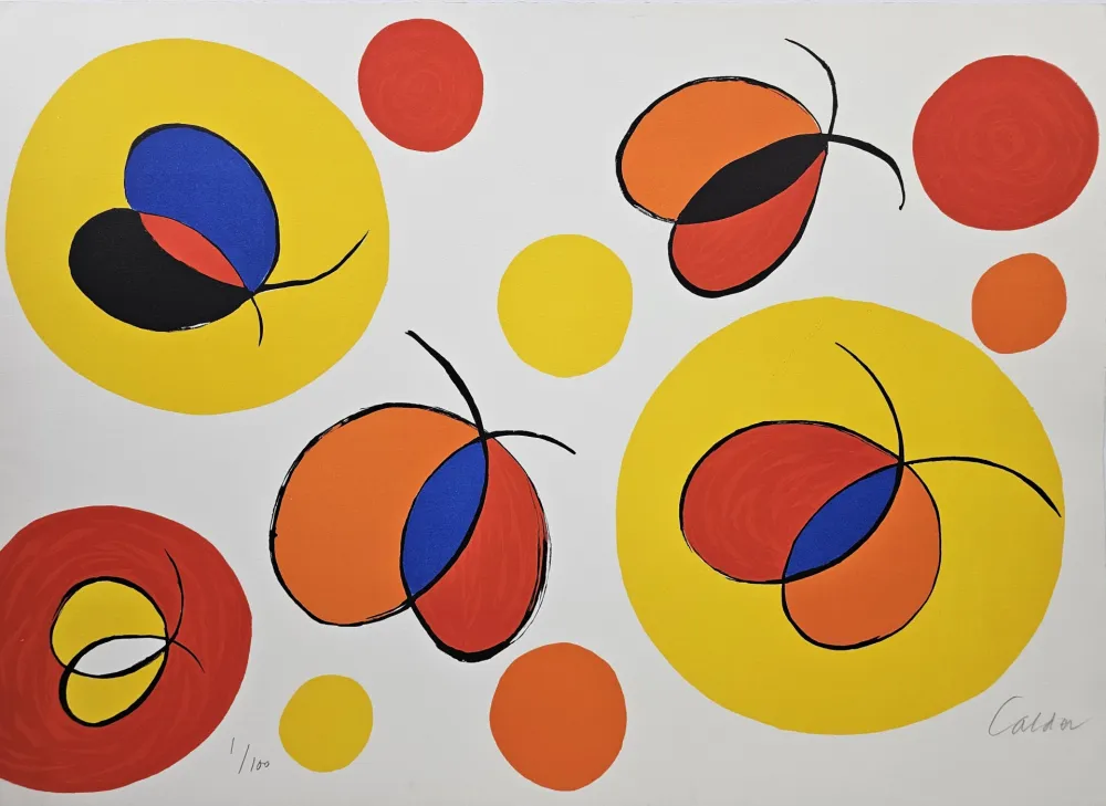 Litografía Calder - Composition with Butterflies
