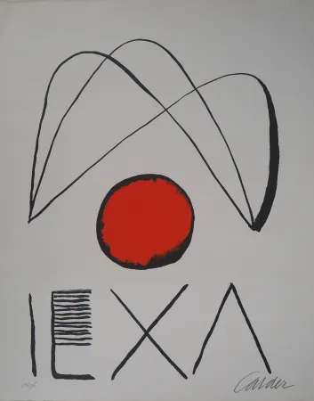 Litografía Calder - IEXA : Strings and Red Ball
