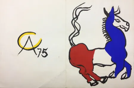 Sin Técnico Calder - L'ÂNE TRICOLORE (BLEU BLANC ROUGE),1975. Carte originale gouachée par Alexander Calder.