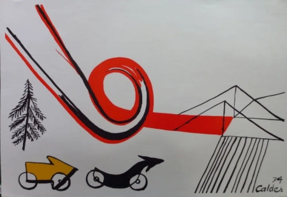 Litografía Calder - Les voitures