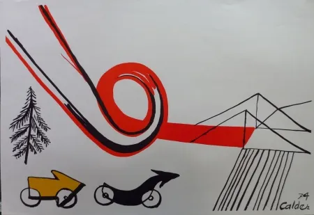 Litografía Calder - Les voitures