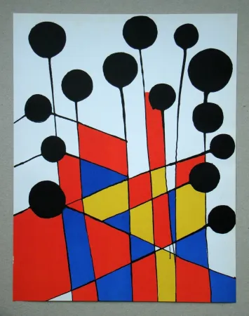 Litografía Calder - Mosaique et ballons noirs