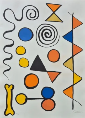 Litografía Calder - Os et Serpent