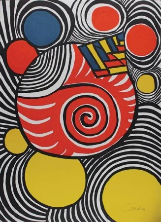 Litografía Calder - Spiral and Pyramid