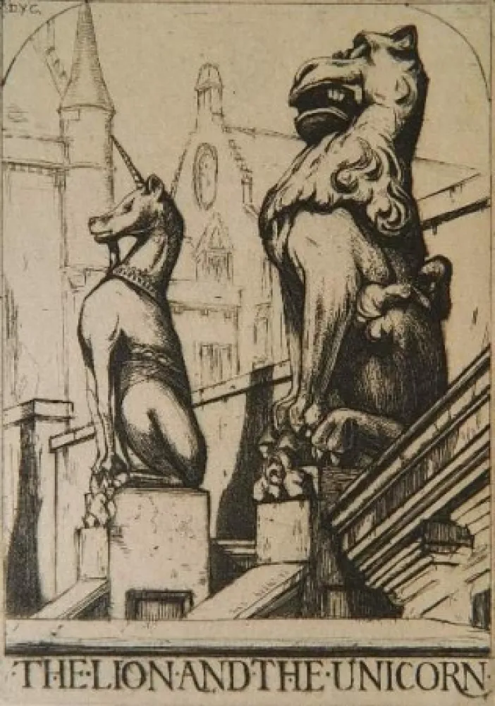 Grabado Cameron - The Lion and the Unicorn