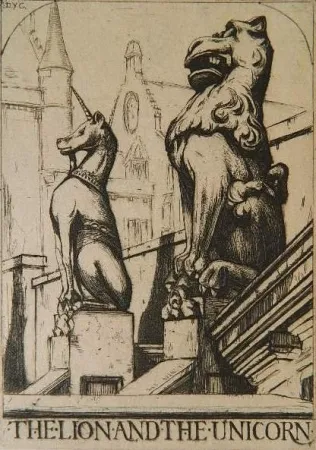 Grabado Cameron - The Lion and the Unicorn