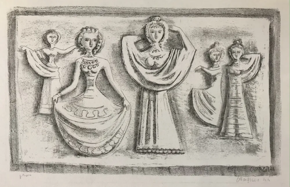 Litografía Campigli - DANZE NOTTURNE