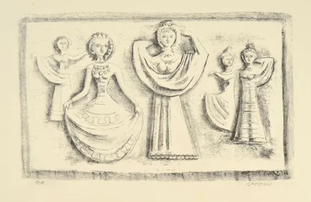 Litografía Campigli - DANZE NOTTURNE, 1944