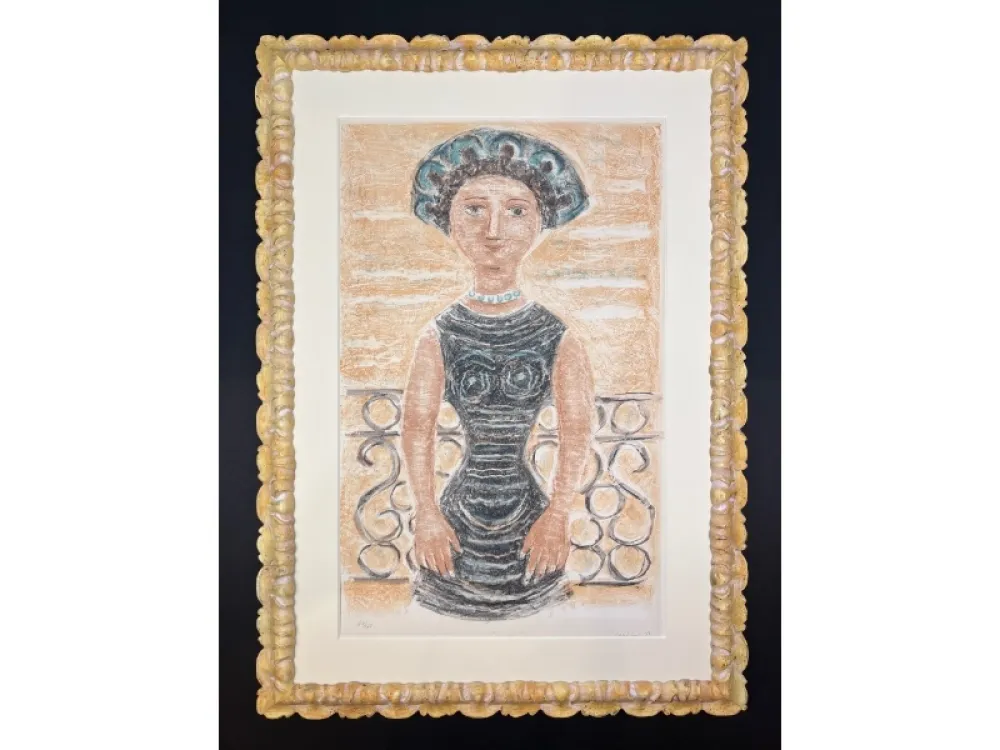 Litografía Campigli - Donna al balcone