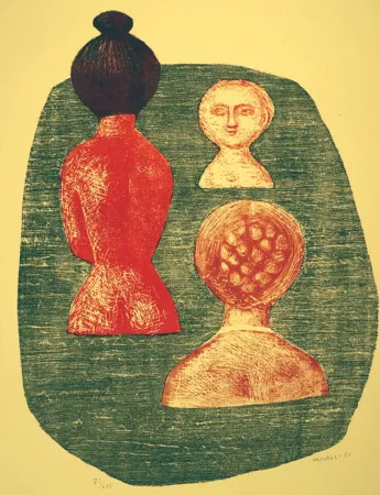 Litografía Campigli - Donne a Ischia