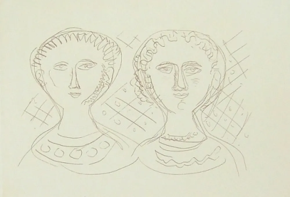 Grabado Campigli - Due visi