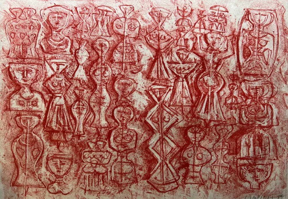 Litografía Campigli - FOLLA DI DONNE