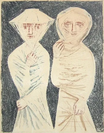 Litografía Campigli - La passeggiata / La promenade