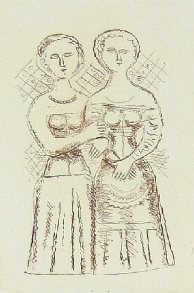 Grabado Campigli - Le due donne
