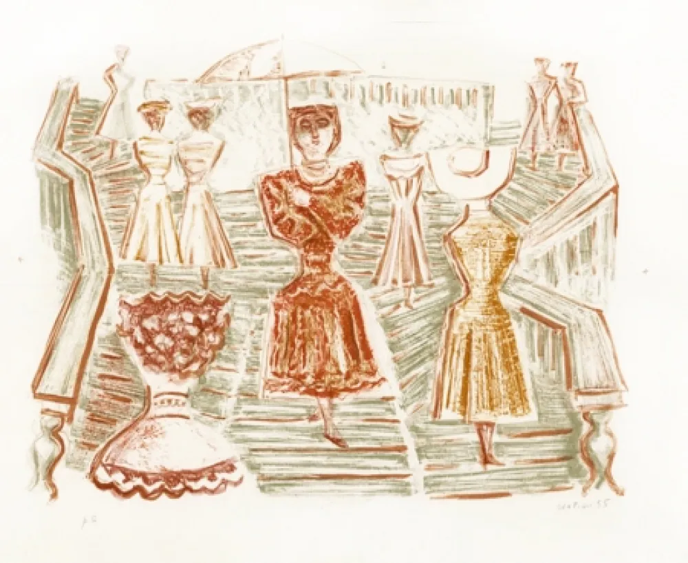 Litografía Campigli - Scalinata