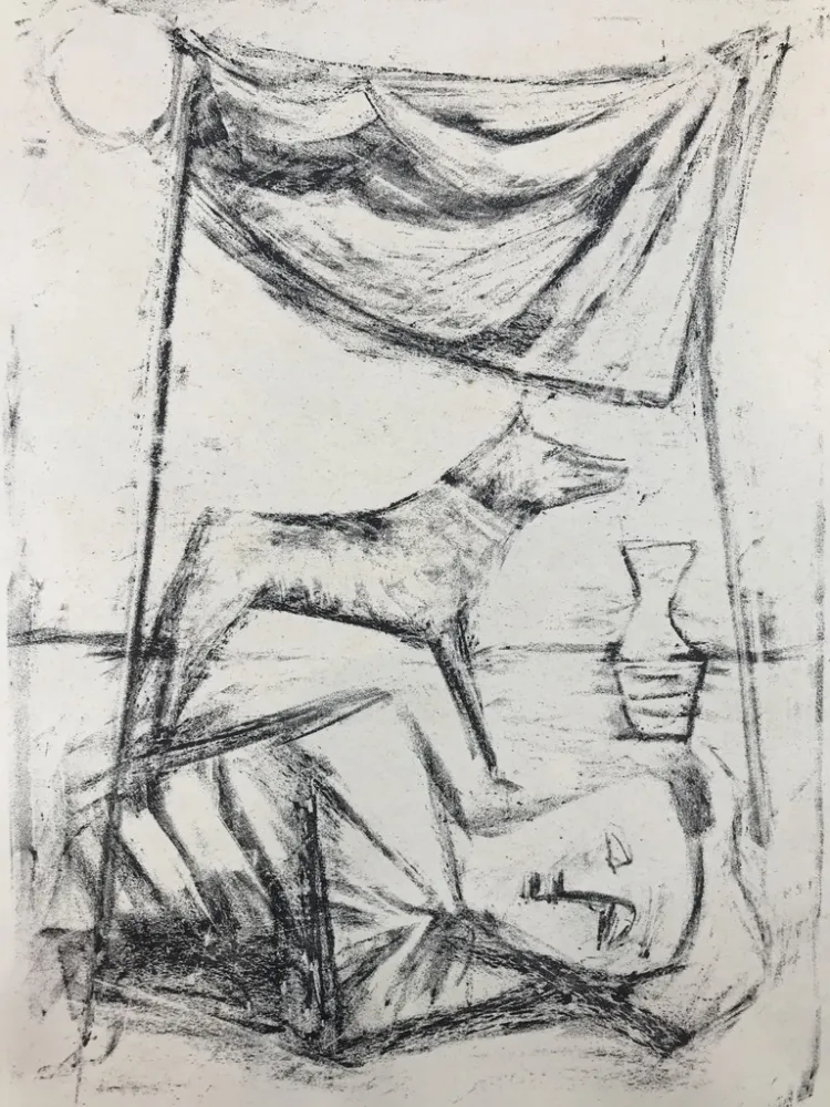 Litografía Campigli - SOTTO LA TENDA