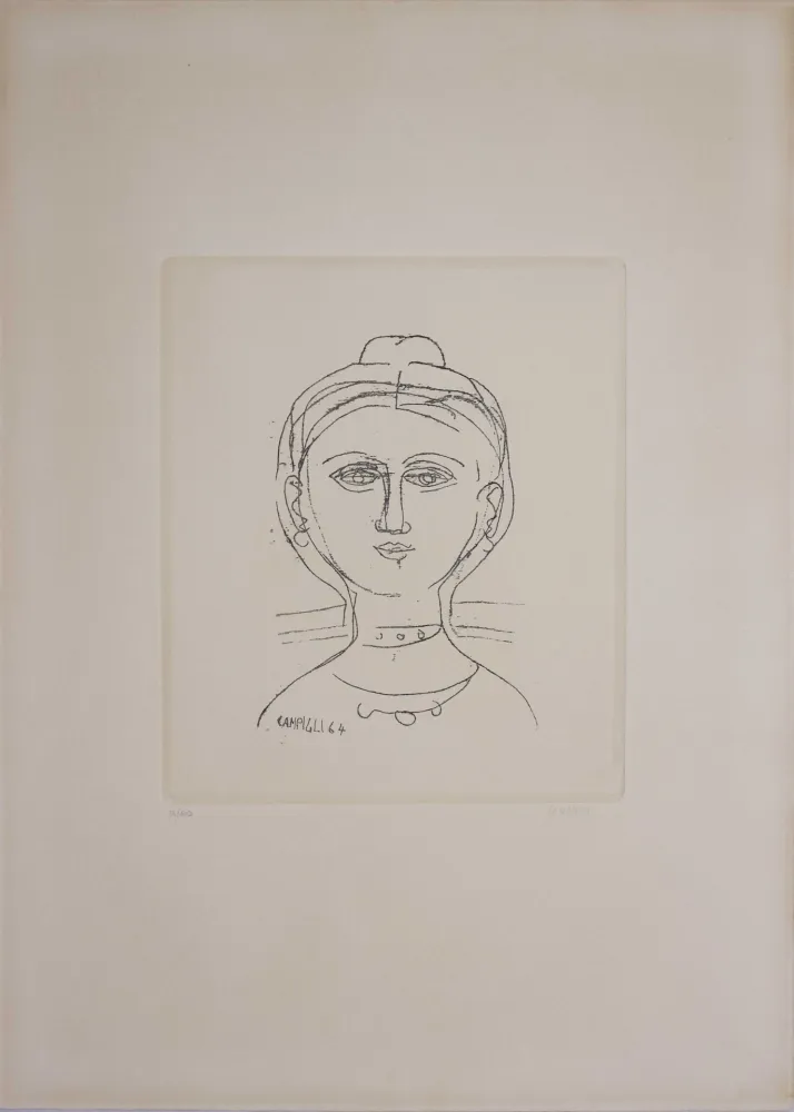 Grabado Campigli - Volto femminile