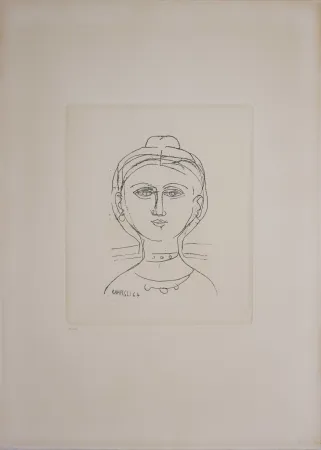 Grabado Campigli - Volto femminile