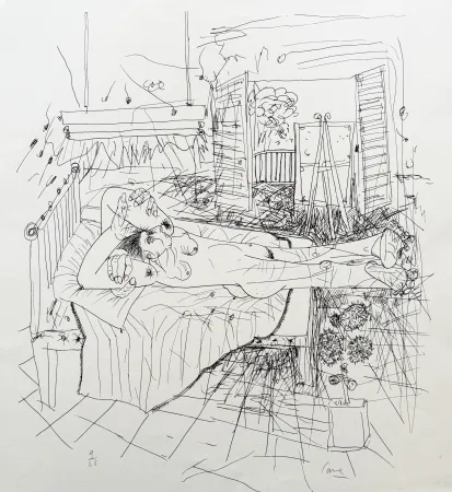 Litografía Cane - Nu à l'atelier III