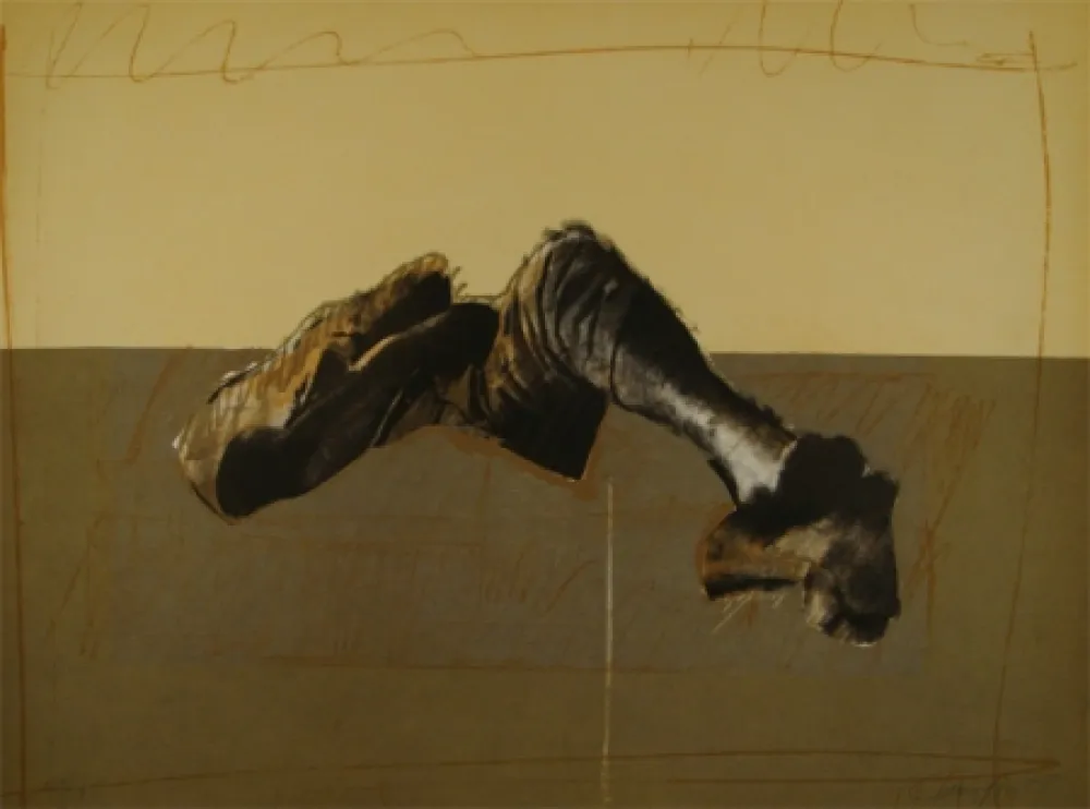 Litografía Canogar - Figura en paisaje