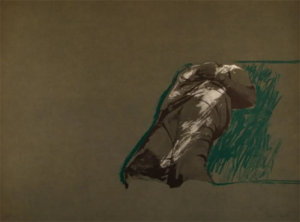 Litografía Canogar - Figura sobre la Hierba