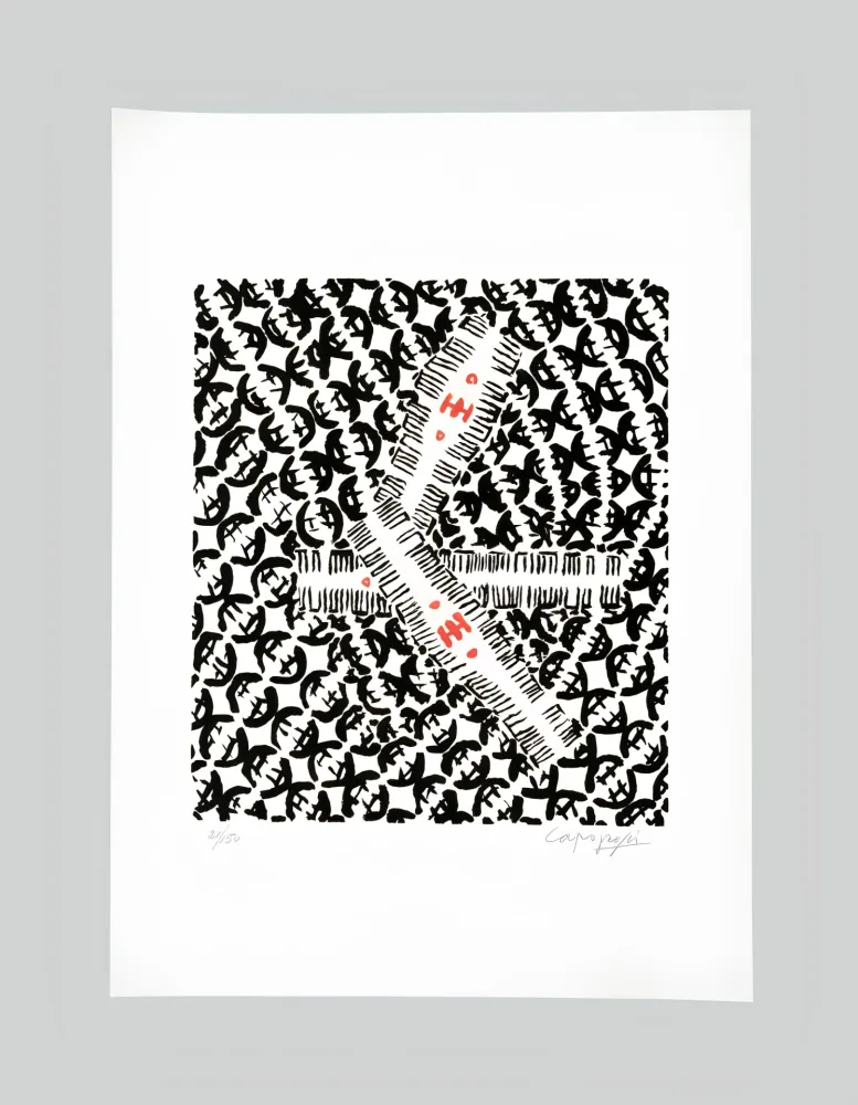 Litografía Capogrossi - Giuseppe capogrossi (1900–1972) - Lithography on Fabriano paper - 1957