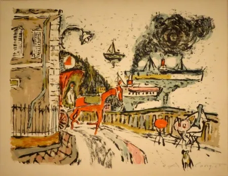 Litografía Carigiet - Stadt am Meer