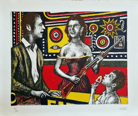 Litografía Carletti - Tiro a segno