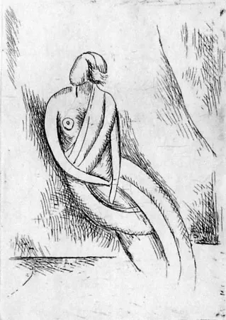 Aguafuerte Carra - Figura femminile