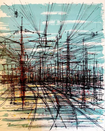 Litografía Carzou - La voie ferrée