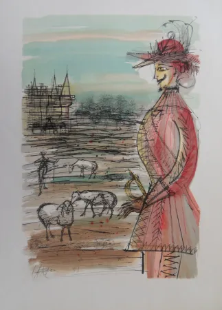 Grabado Carzou - Le berger et ses mouton