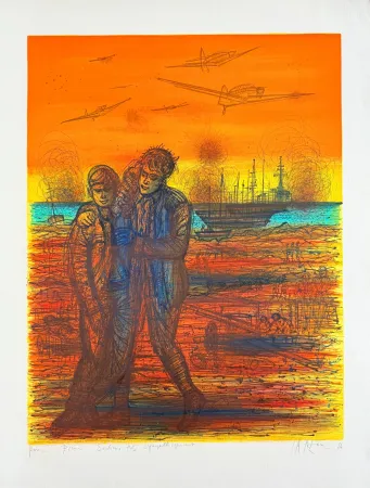 Litografía Carzou - Le débarquement